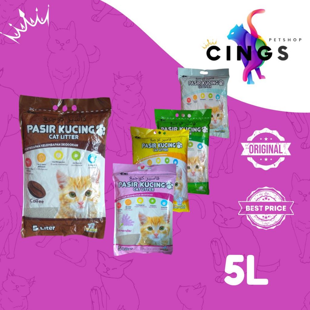 PASIR KAWAN 5LITER pasir kucing wangi gumpal
