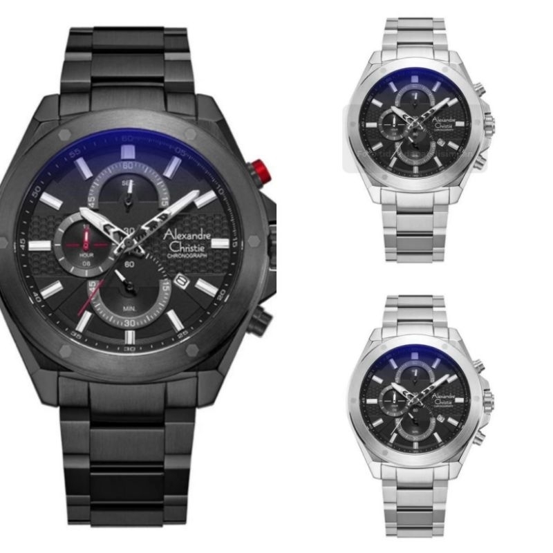 Alexandre Christie 6674 jam tangan Pria Analog Stainless steel Original