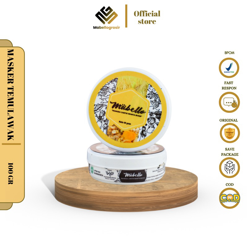 Mabello lulur rempah Masker temulawak mabello masker wajah bedak dingin masker wajah BPOM & Halal