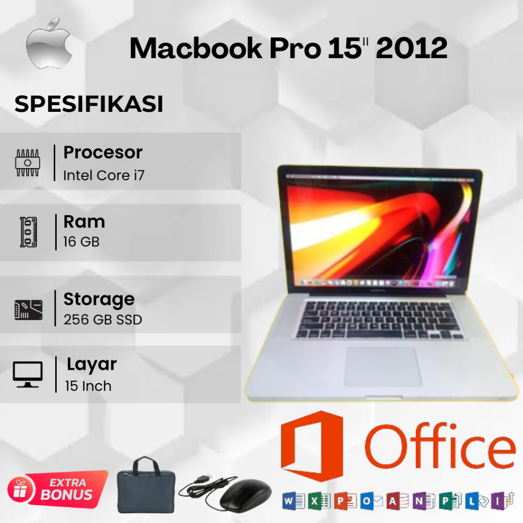 Laptop Apple Macbook Pro 15" 2012, 2014, 2015, &amp; 2018 Second Original Bergaransi