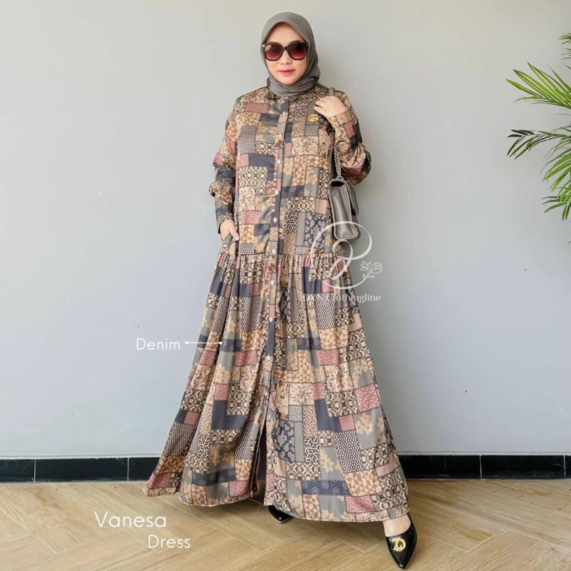 DYN Clothingline Vanesa Dress Part 3 | Dress Wanita Premium | Gamis Wanita Busui Friendly | Busana M