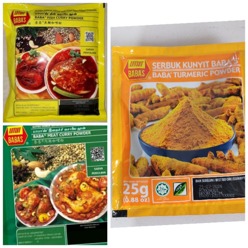 

Bumbu Kari Daging | Kari Ikan Baba's | Bubuk Kunyit saset 25 g