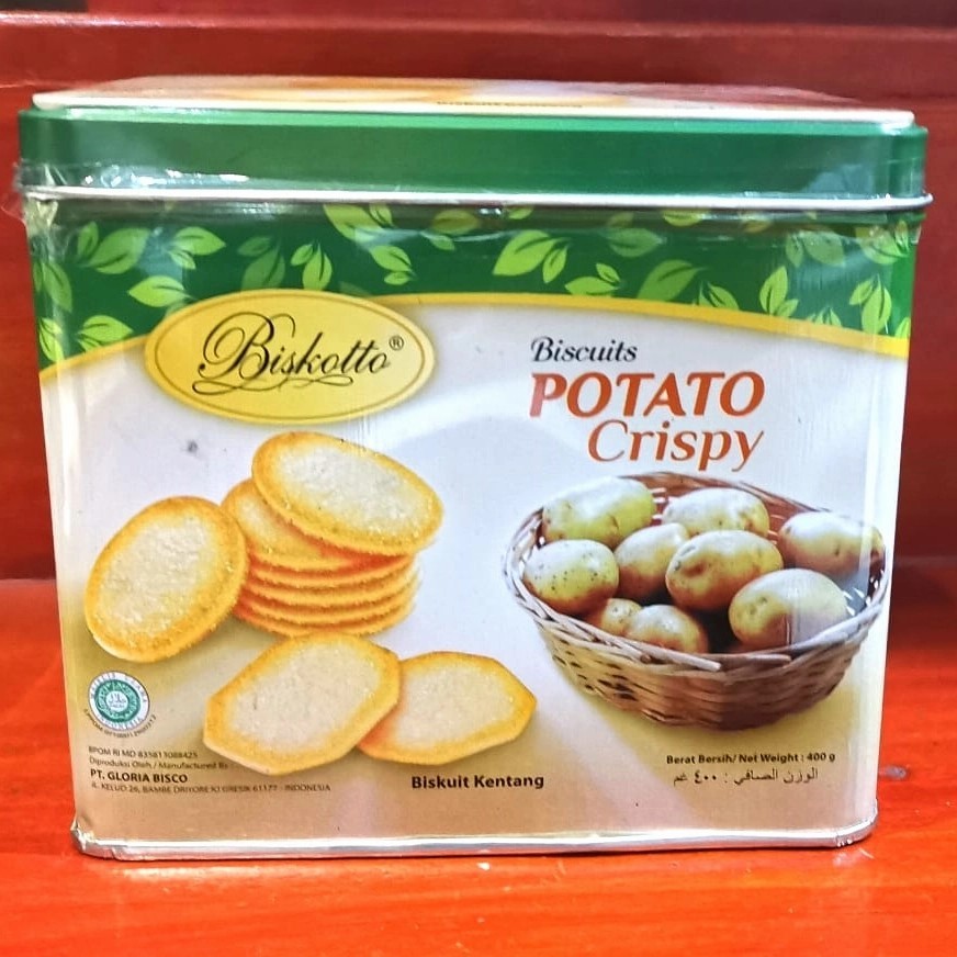 Biskitop Potato Crispy Kaleng 400gr Biskuit Kaleng Lebaran/ Kue Kaleng