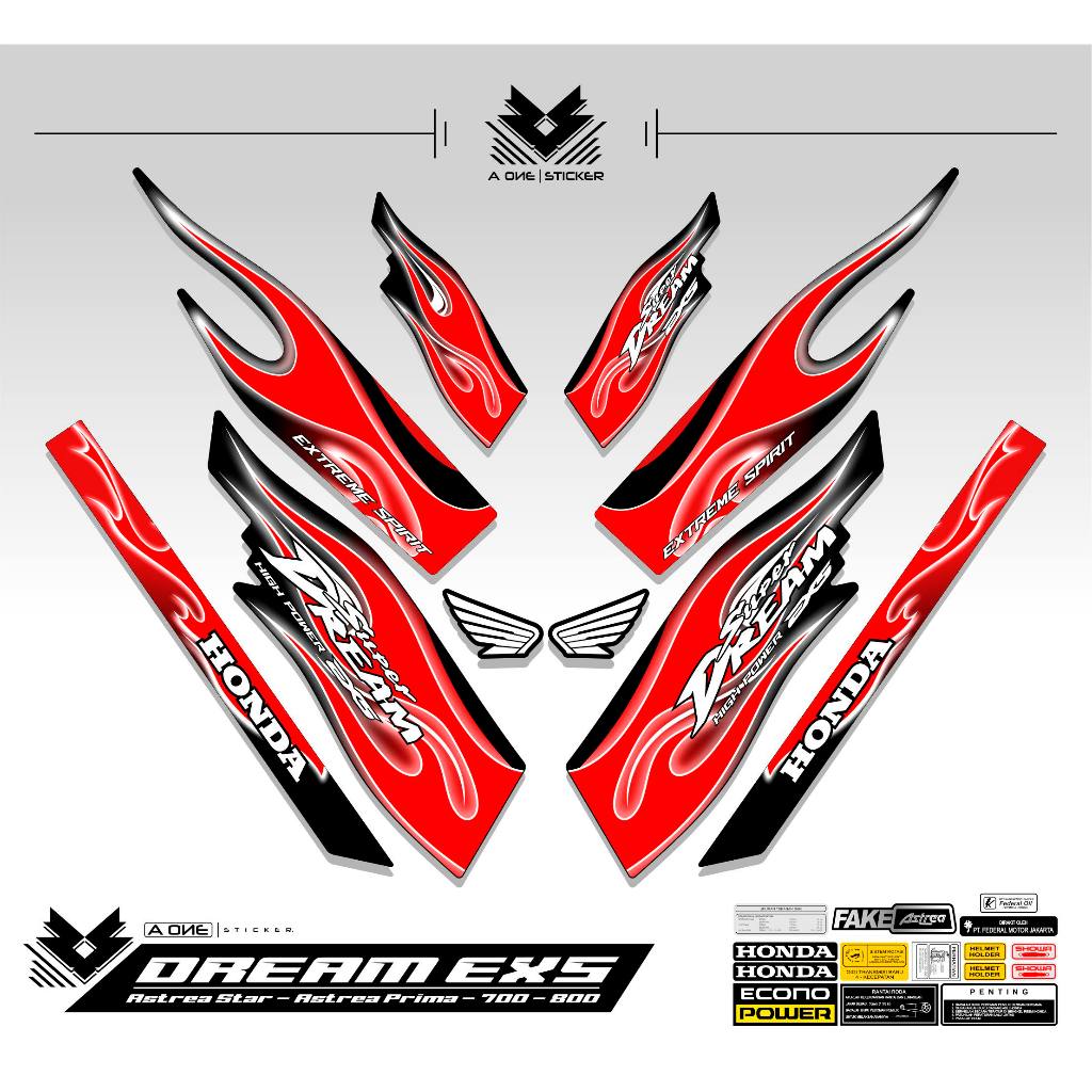 STRIPING HONDA ASTREA PRIMA MOTIF API DREAM EX5 TRIBAL FIRE MOTIF 2 / DREAM EX5 / HONDA EX5 / STICKE