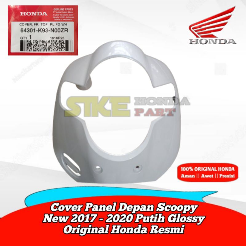 64301-K93-N00ZR Cover Panel Depan Scoopy New 2017 - 2020 Putih Resmi Original Honda