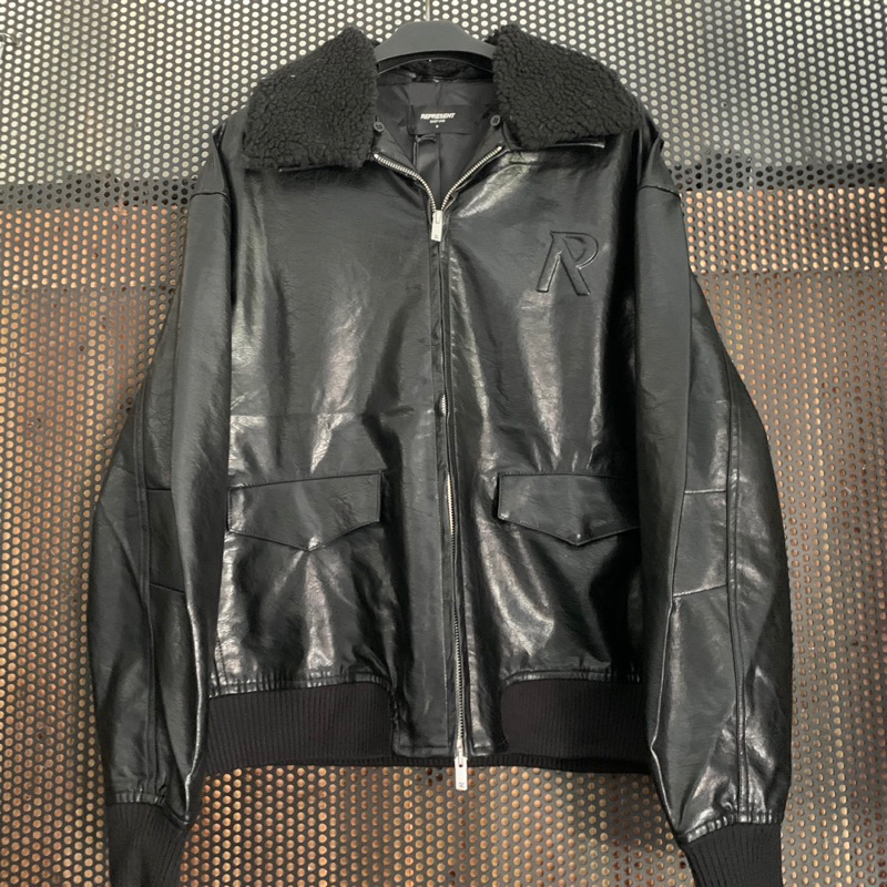 REP LEATHER FLIGHT JACKET BLACK VINTAGE
