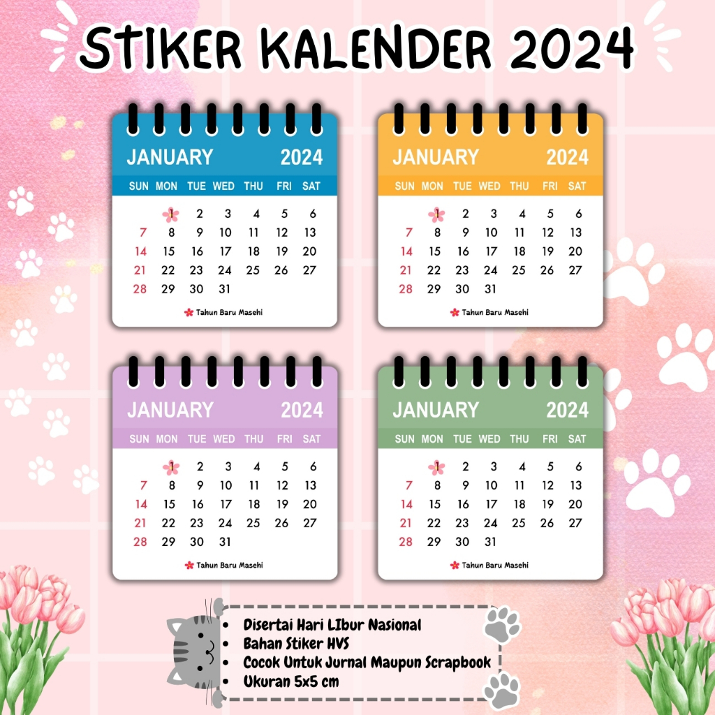 

STIKER KALENDER 2024 KALENDER MINI STIKER KALENDER SCRAPBOOK KALENDER JURNALING STIKER 2024