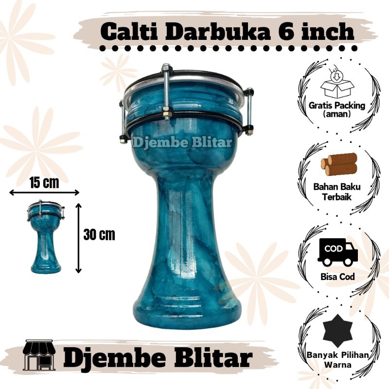 Calti Darbuka Termurah 6 inch Dumbuk Mika Kendang Anak Mainan Anak Kayu Alat Musik Tradisional Jimbe