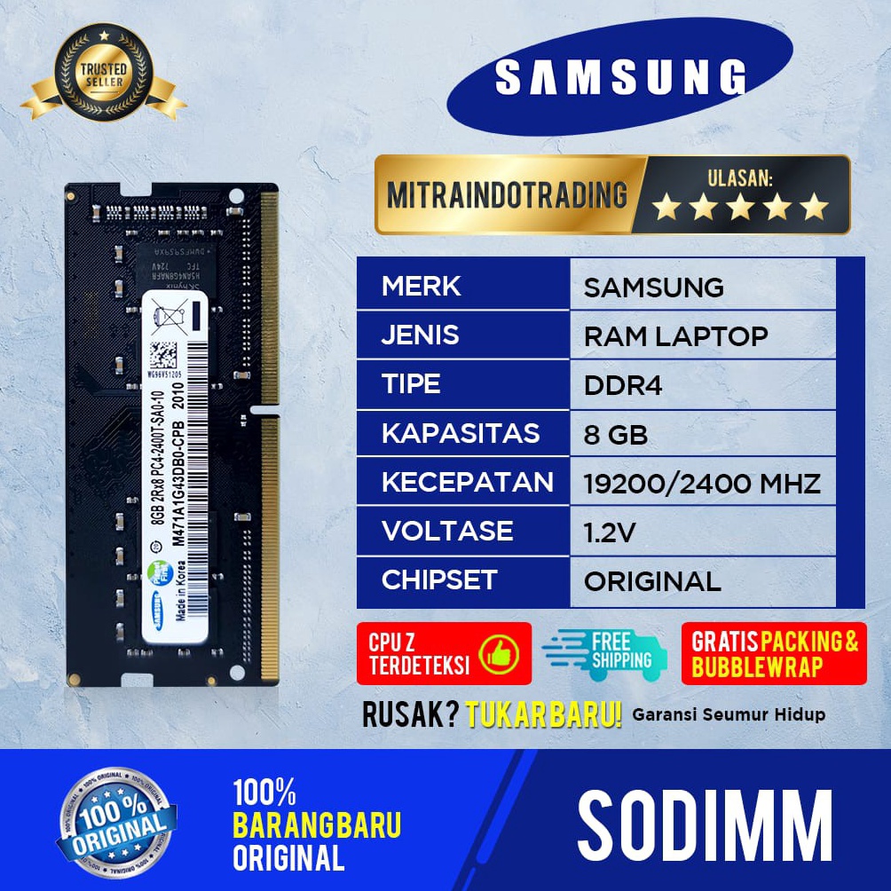 ART D4G RAM SAMSUNG SODIMM DDR4 8GB PC192  24 BERGARANSI