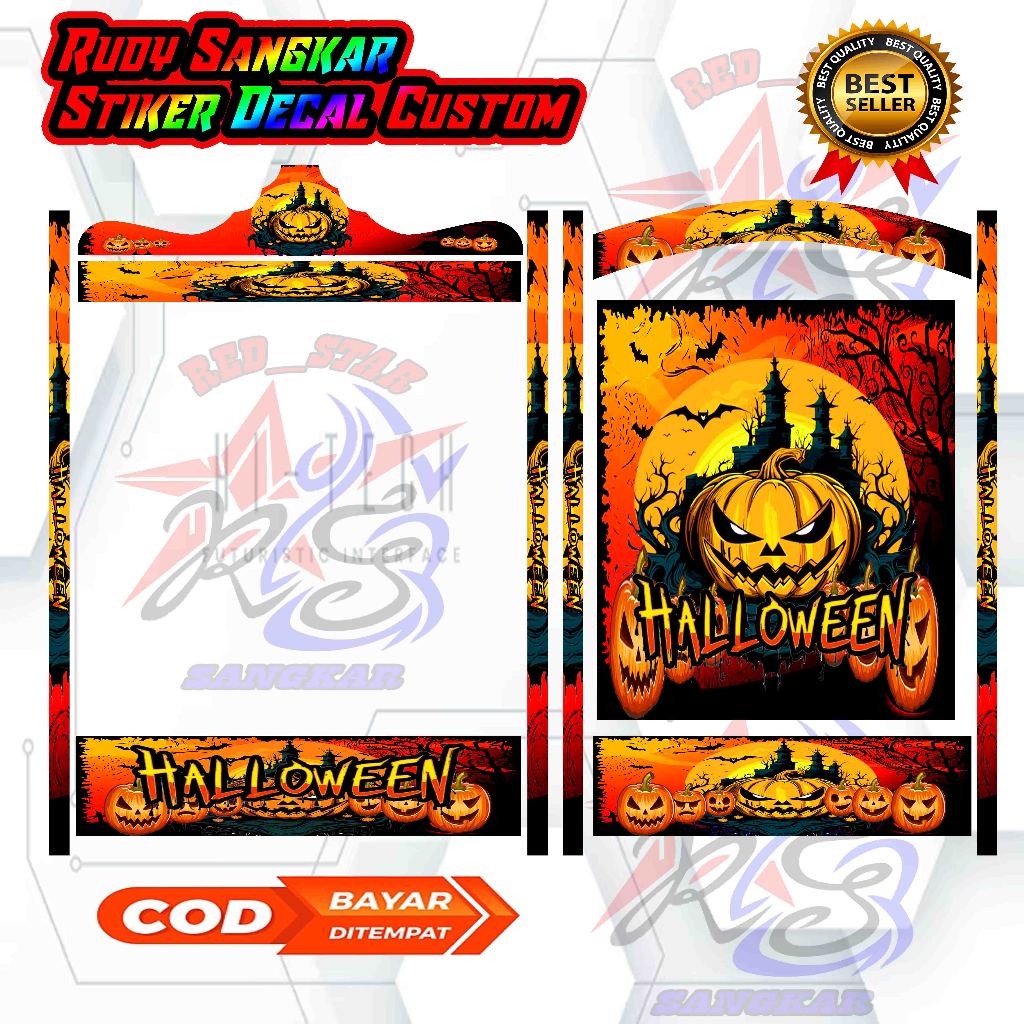 STIKER DECAL HALLOWEEN STIKER DECAL SANGKAR BURUNG MOTIF HALLOWEEN