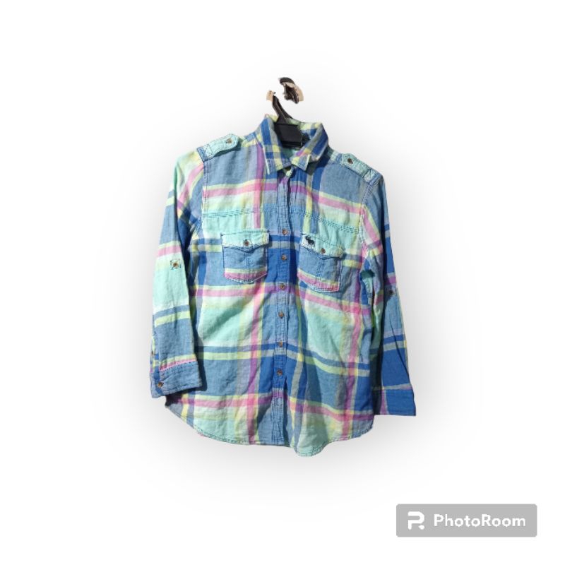 Shirt flannel abercrombie&fitch kemeja branded wanita
