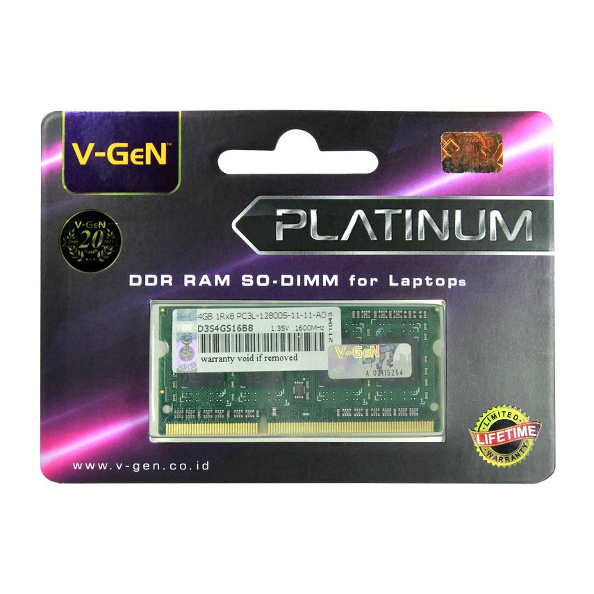 PAKET INSTAN RAM DDR3 DDR3L SODimm VGeN 4GB PC12816Mhz Memory Laptop VGEN