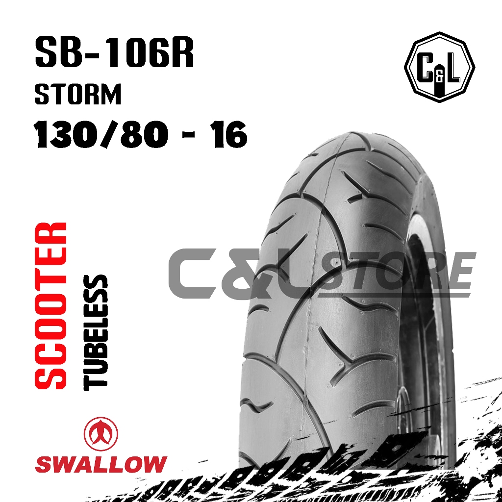 BAN LUAR MOTOR SWALLOW 130/80-16 RING 16 SB-106R STORM TUBELESS