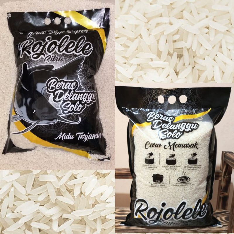 

Beras kemasan delangu isi bersih 5 kg pulen putih
