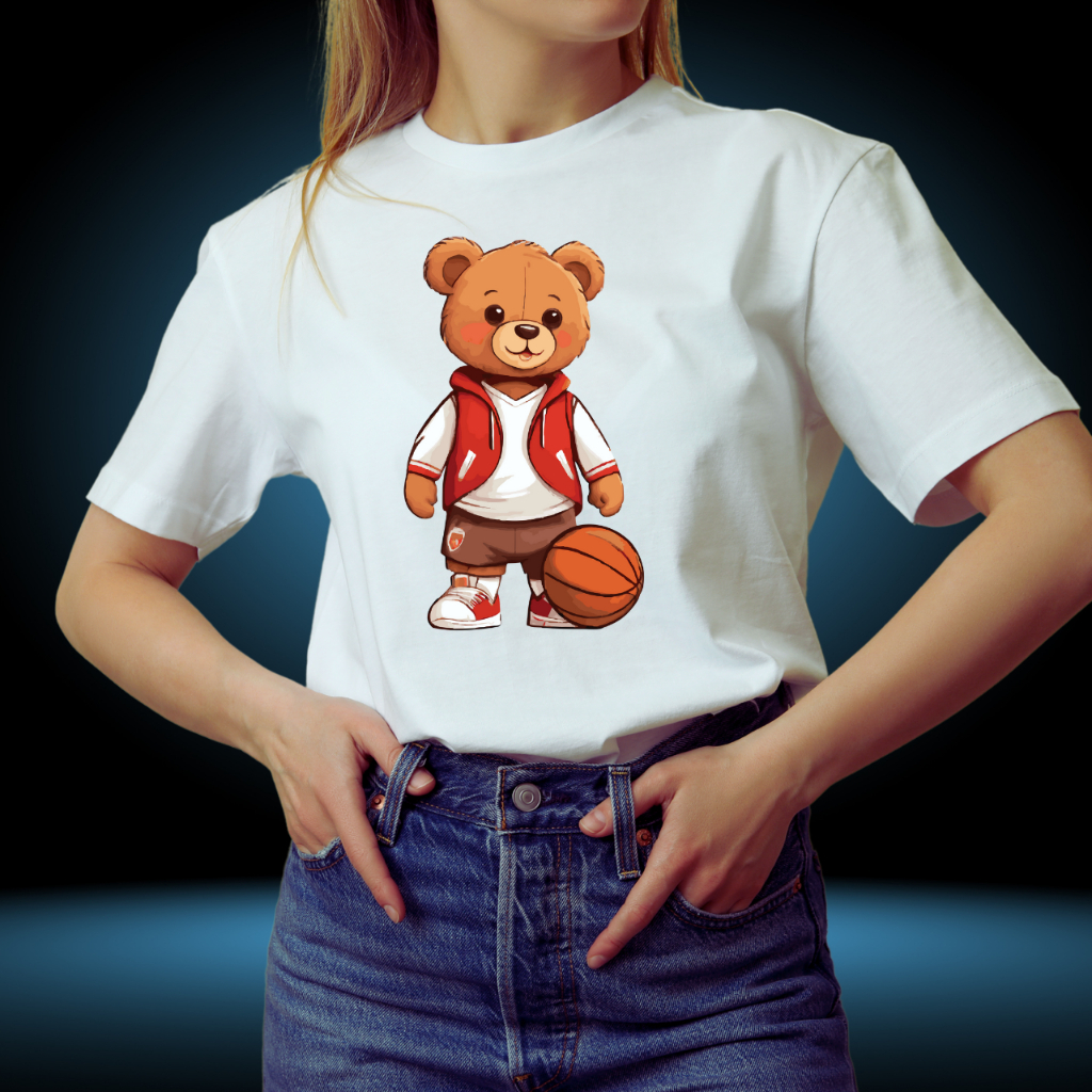 Kaos Distro Teddy Basketball Fashion Wanita kaos Trendy Kaos Santai