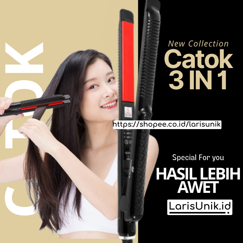 Alat Catok Turmalin 3 In 1 Catokan Lurus Wavy Salon Rambut Curly Carokan Cantokan Cetokan Catoka Pel