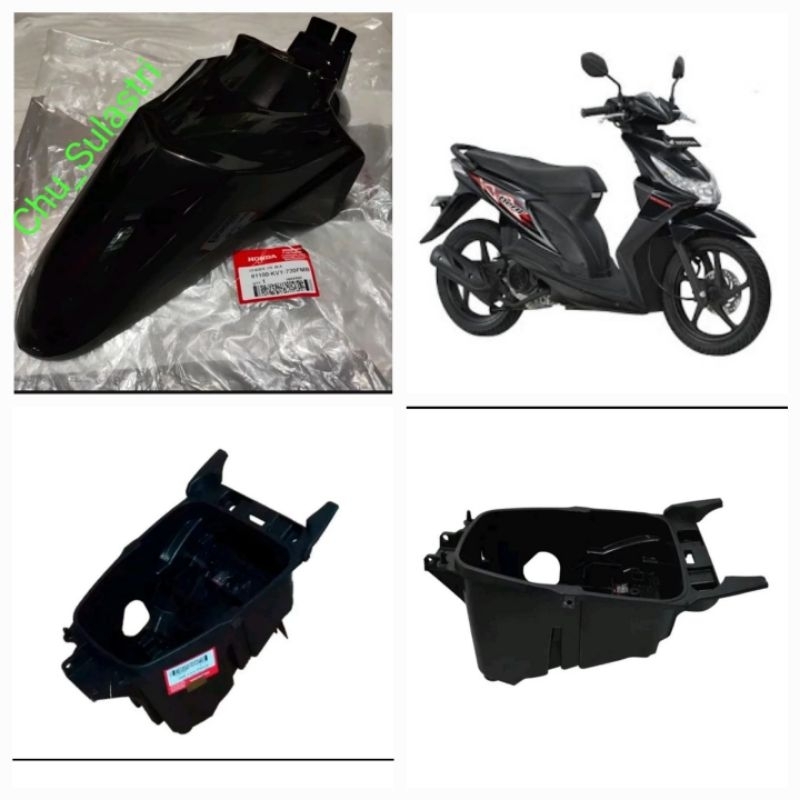 Box Bagasi dan spakbor Depan hitam beat karbu original AHM