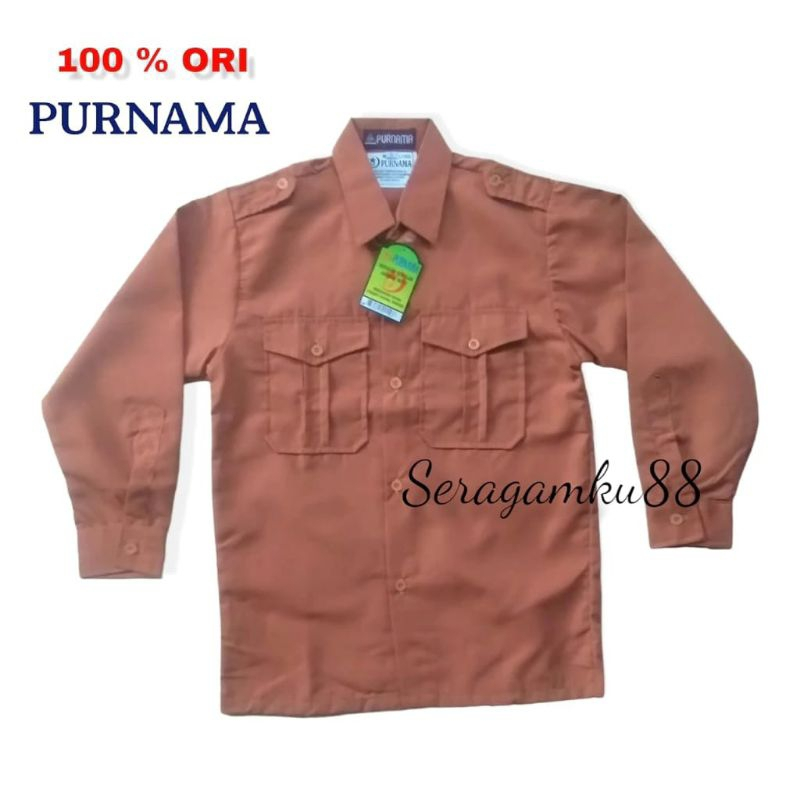 Seragam Sekolah Pramuka Purnama Lengan Panjang Seragam Pramuk SD SMP SMA Saku Dua Original Purnama
