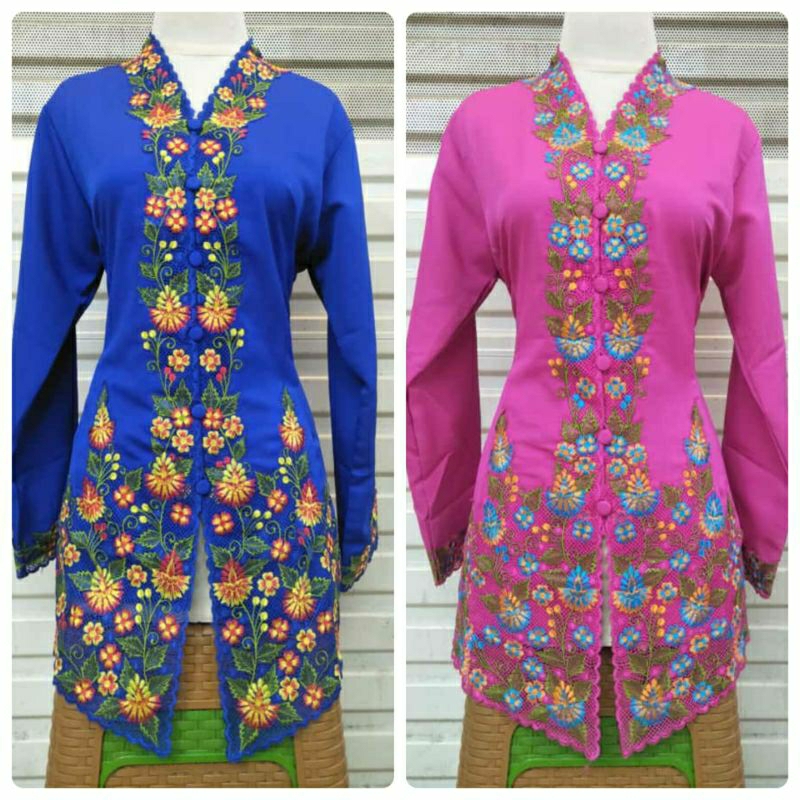 Kebaya Encim Modern Lengan Panjang Bordir Jumbo Katun