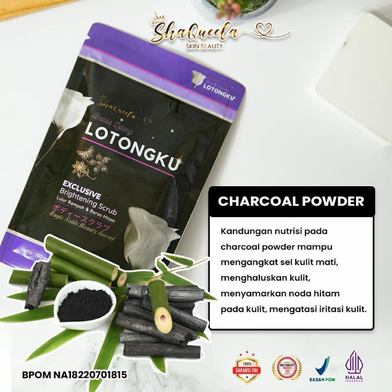 Bedda Lotong Brightening Scrub LOTONGKU, Lulur Rempah & Beras Hitam 100g Original by ShaQueela Skin 