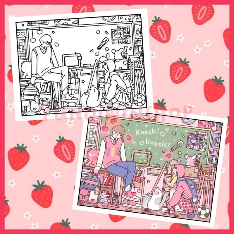 COLORING PAGES kertas mewarnai tema aesthetic girl part 3 coloring book