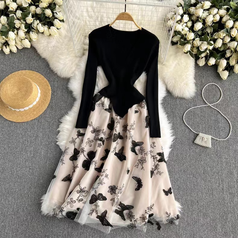 𝐑𝐄𝐀𝐃𝐘 𝐒𝐓𝐎𝐂𝐊 𝐒𝐀𝐅 - JEJU black midi dress woman premium / tutu dress woman / knitted dress dailywear /