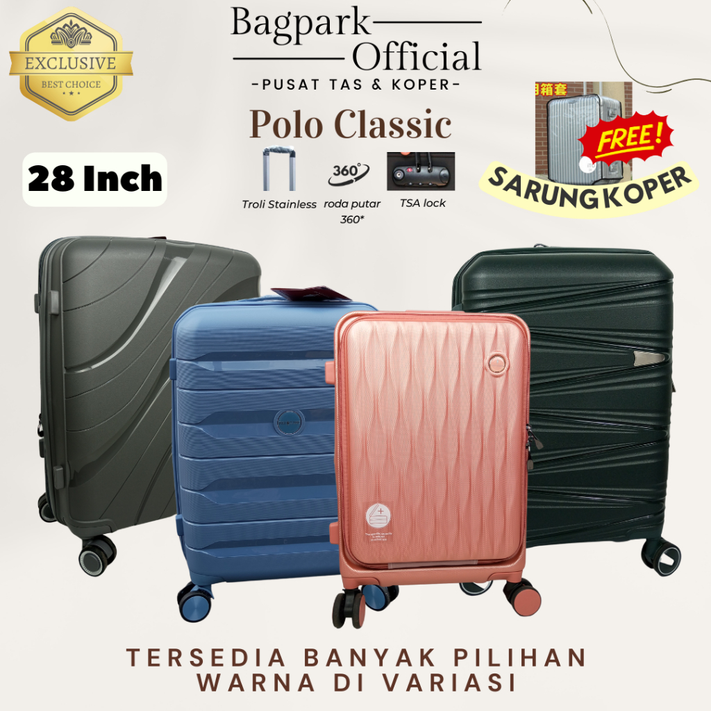 BAGPARK (FREE SARUNG KOPER ) Koper Fiber Polo Classic 28 Inch / Anti Pecah / Tsa lock / Koper Jumbo 