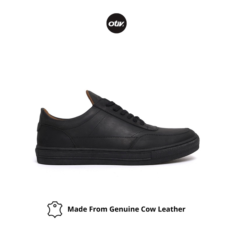OTIV Athen Black - Sepatu Sneakers Kulit Asli Pria