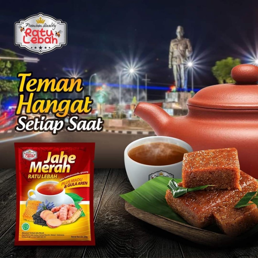 

Jahe Merah Super Ratu Lebah per 1 sachet | Jahe Merah Super Amanah plus Sambiloto Madu Gula Aren 6in1 ( Kemasan Baru )