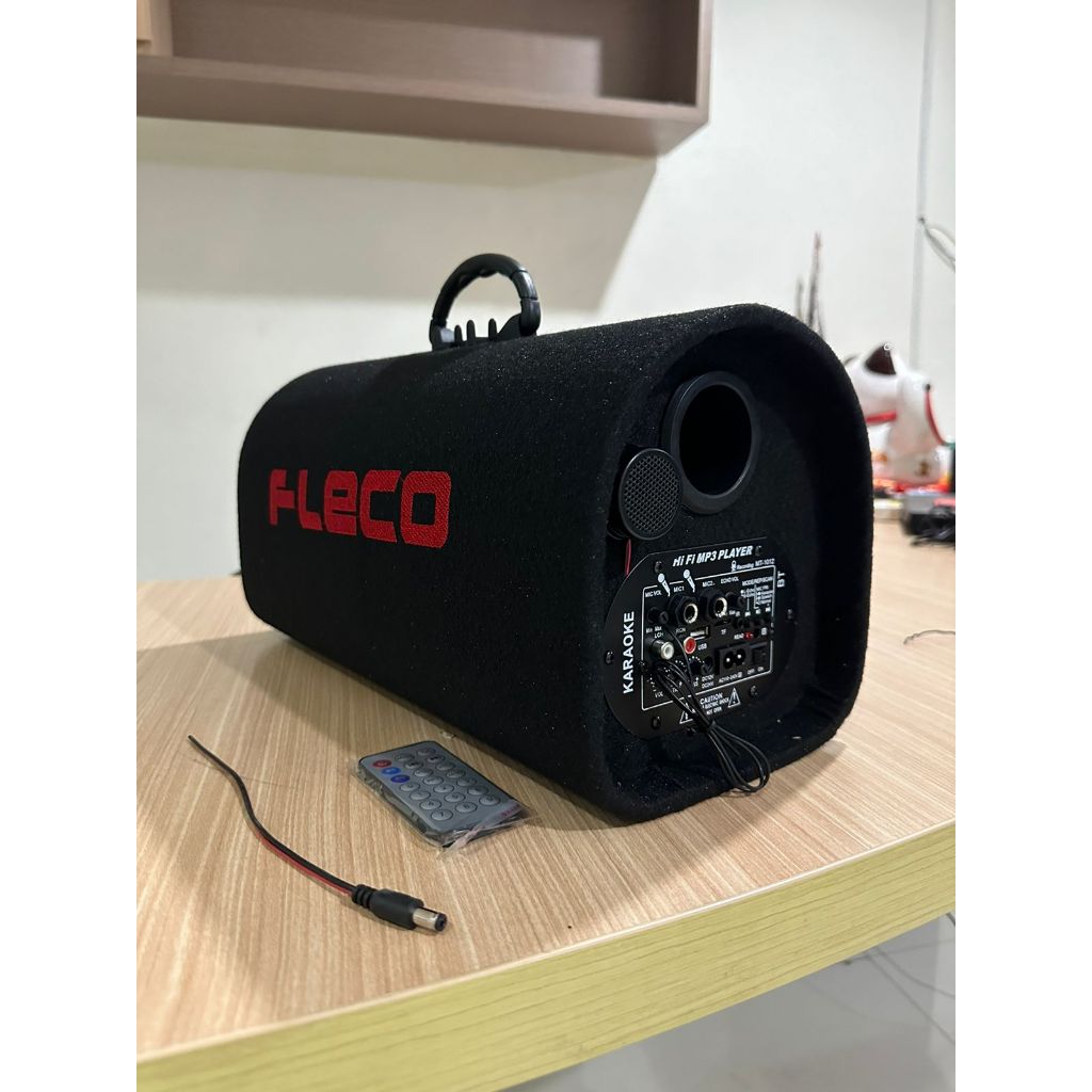 PROMO 6 inch Subwoofer Mobil AC/DC HIFI BASS POWER AMPLIFER Dual Jack Mic Karaoke FLECO F-956 Speake
