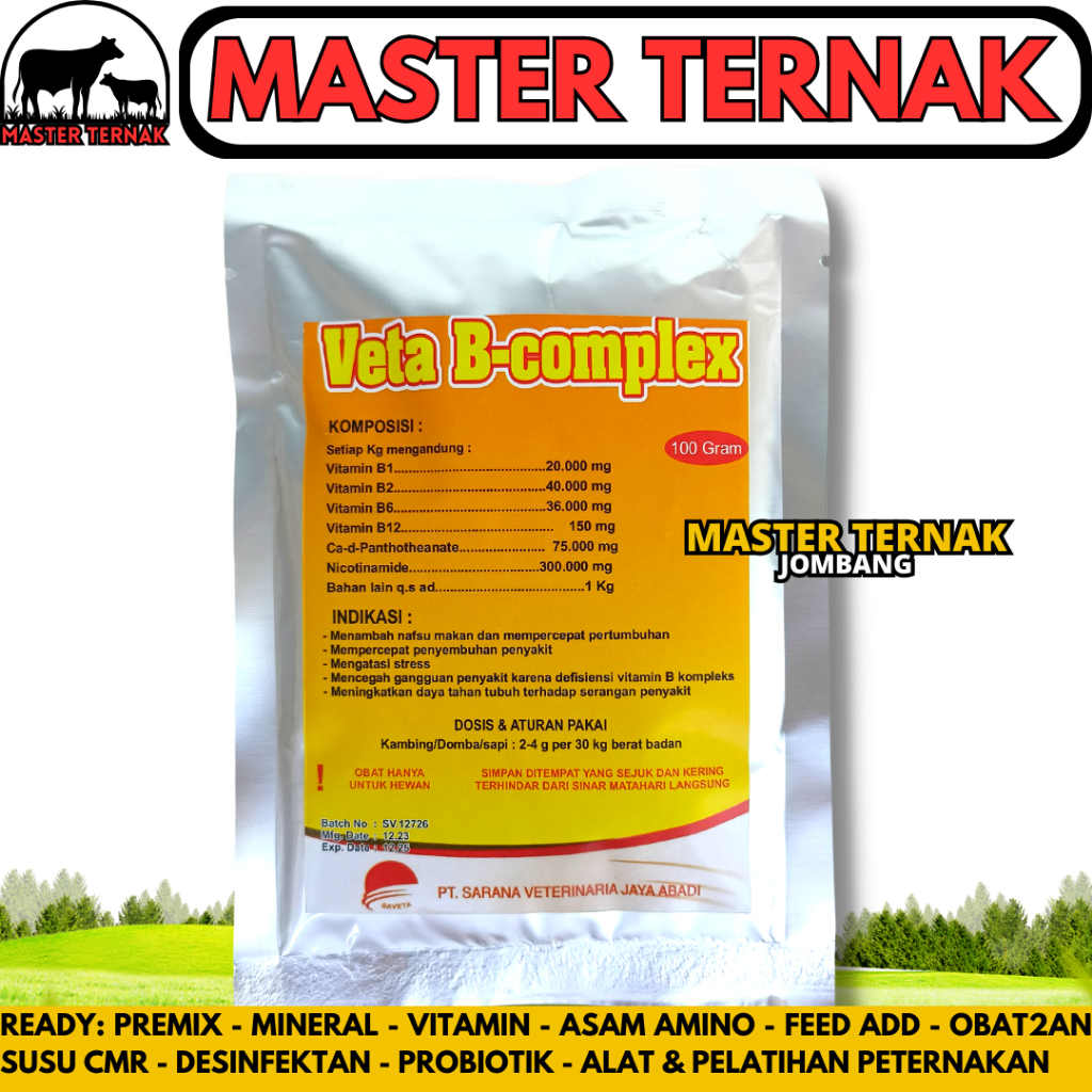 VETA B COMPLEX 100 GRAM - Vitamin B komplek Hewan Penambah Nafsu Makan Ternak Sapi Kambing Domba