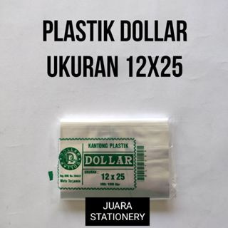 Kantong Plastik Bening Sedang Merk Dollar Ukuran 12X25 Ketebalan 0.1 / 100 LEMBAR Plastik 12x25 Ukur