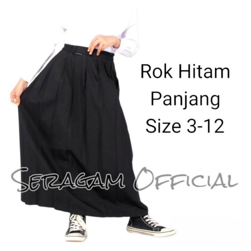 Rok Rempel Hitam Panjang Anak Sekolah MI Seragam Sekolah SD Anak Perempuan