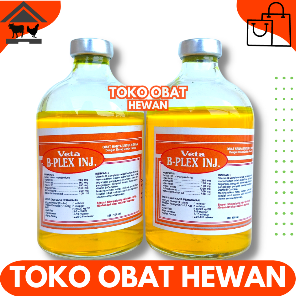 VETA B PLEX Inj 100ml - VITAMIN B Kompleks untuk Hewan - Vitamin B Komplek Hewan Ampuh