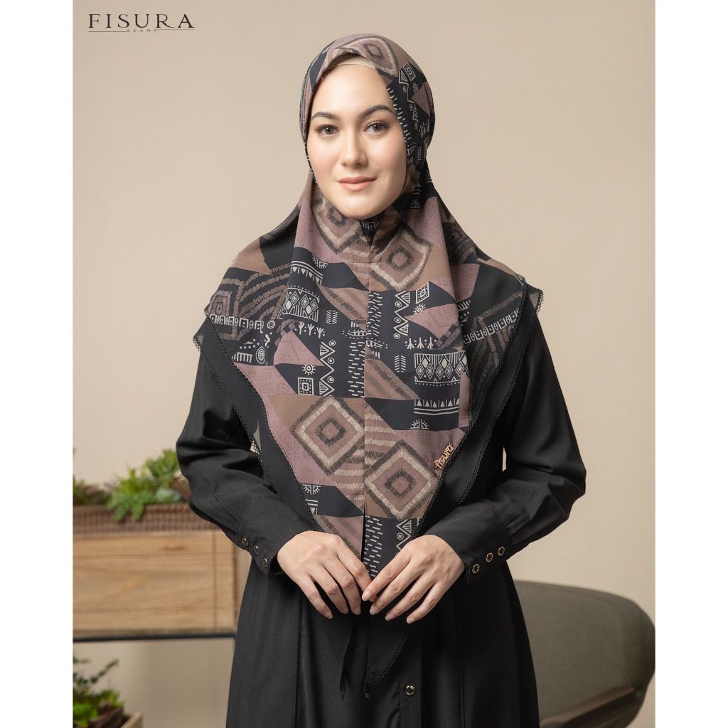 KHIMAR RENJANA MOTIF BY FISURA SCARF/ KHIMAR JILBAB CERUTY BABYDOLL 2LAYER PET ANTEM TALI