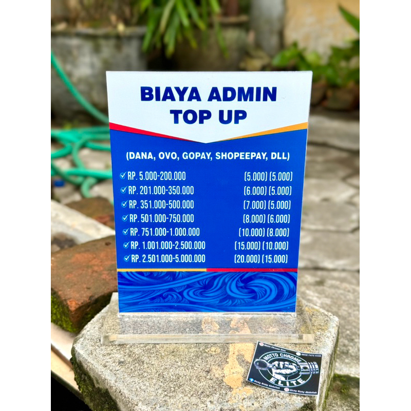 

UKURAN 15x20CM PAPAN AKRILIK AGEN TARIF BIAYA ADMIN TOP UP / BISA REQUEST EDIT TARIF BIAYA