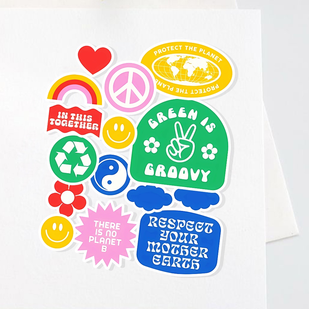 

Sticker Protect The Planet Aesthetic Stiker Waterproof (15pcs)