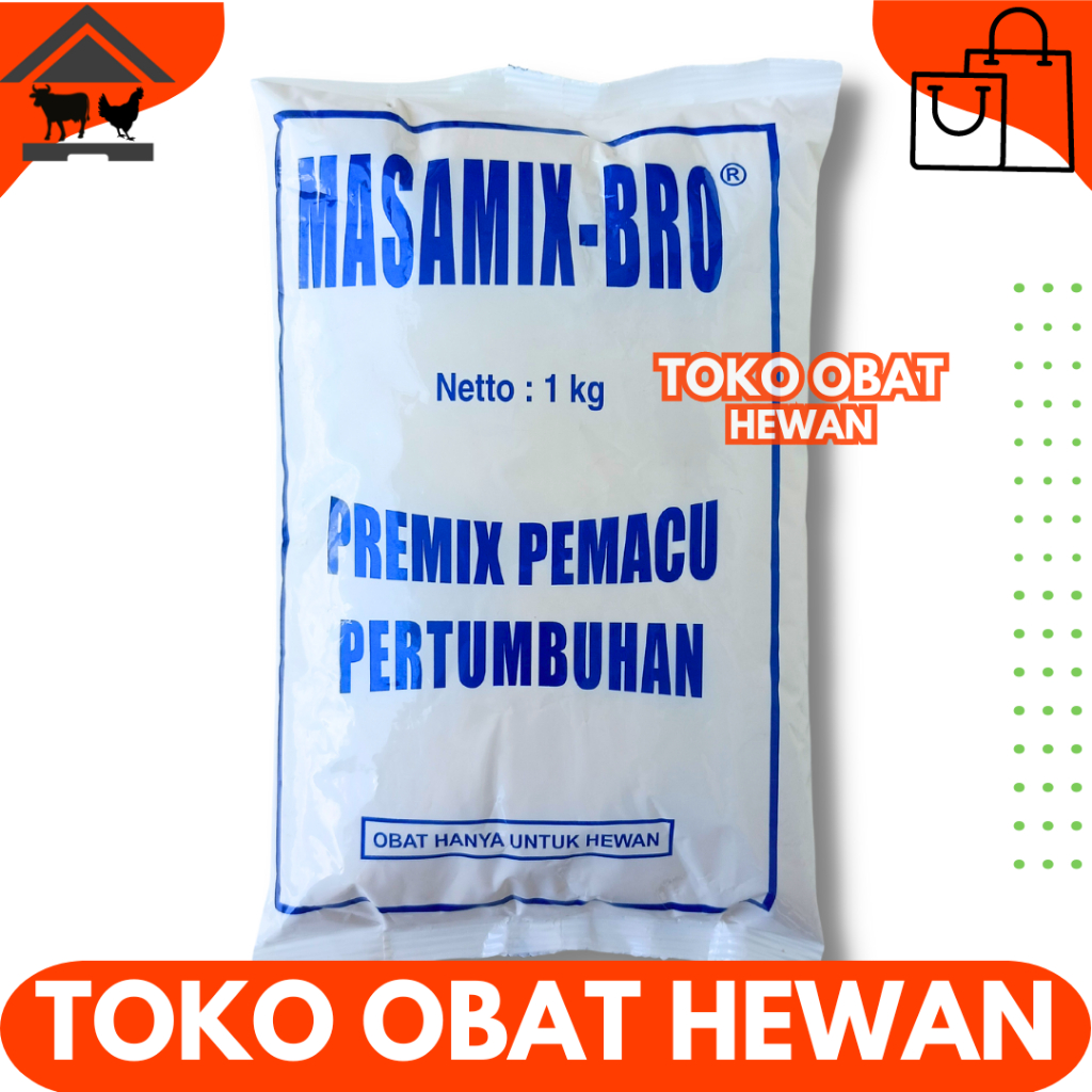 MASAMIX BRO 1KG - Premix Ayam Broiler Pemacu Pertumbuhan Ayam Pedaging Broiler - Lebih cepat gemuk -