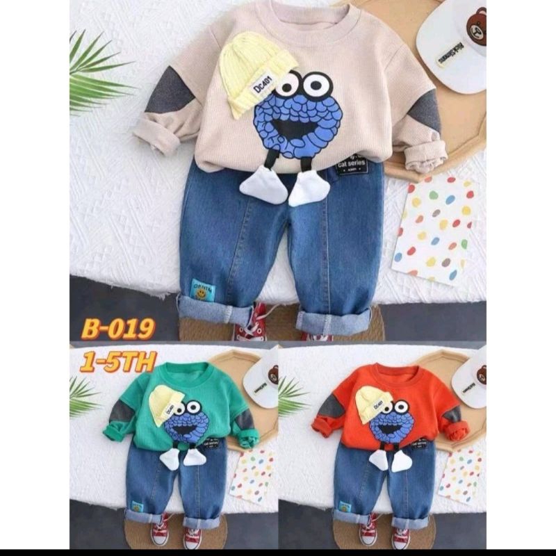 SET JEANS IMPORT PREMIUM TOPI NEMPEL ANAK LAKI-LAKI 2-5 TAHUN