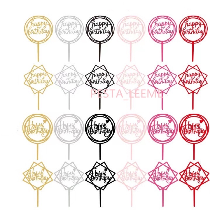 

Segera Cake topper akrilik happy birthday gold 1pcs dekorasi ulang tahun