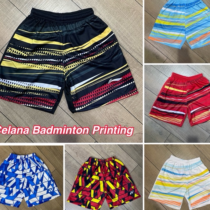 New Stock Celana Pendek Bulutangkis Badminton Pria Full Printing Pakai Saku  Celana Badminton YY Bul