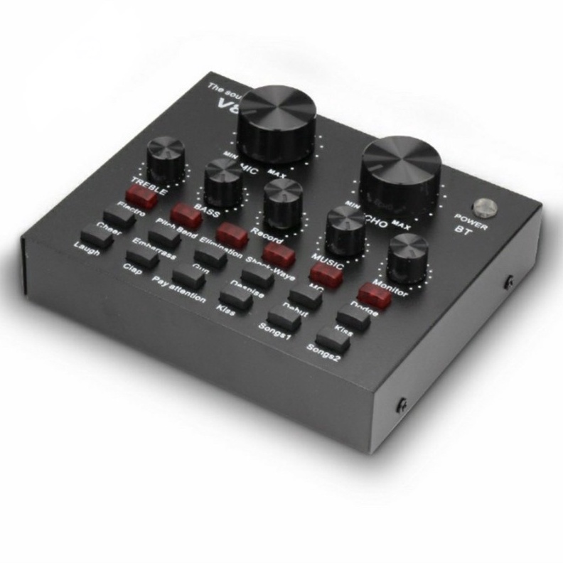 PAKET HEMAT Soundcard V8 Mixer  Mixer Bluetooth Audio USB External Soundcard Live  Mixer Audio V8