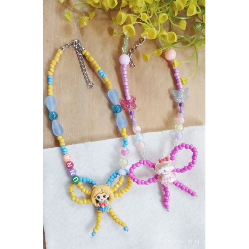 Kalung Manik Pita/Kalung Nama Cantik/Kalung beads Anak-Dewasa