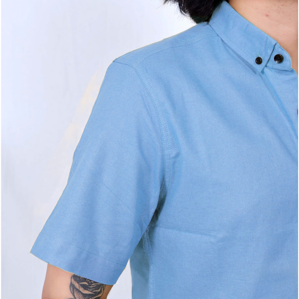 Kemeja Biru Denim Soft Lengan Pendek