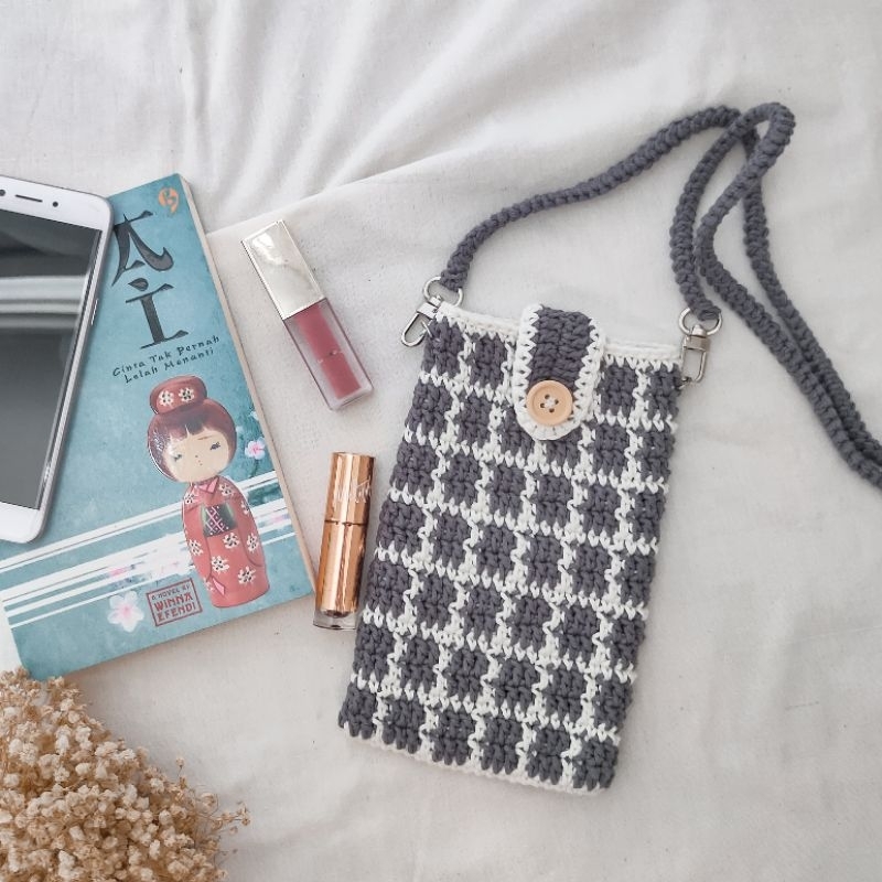 Phone bag rajut handmade, Tas hp rajut handmade