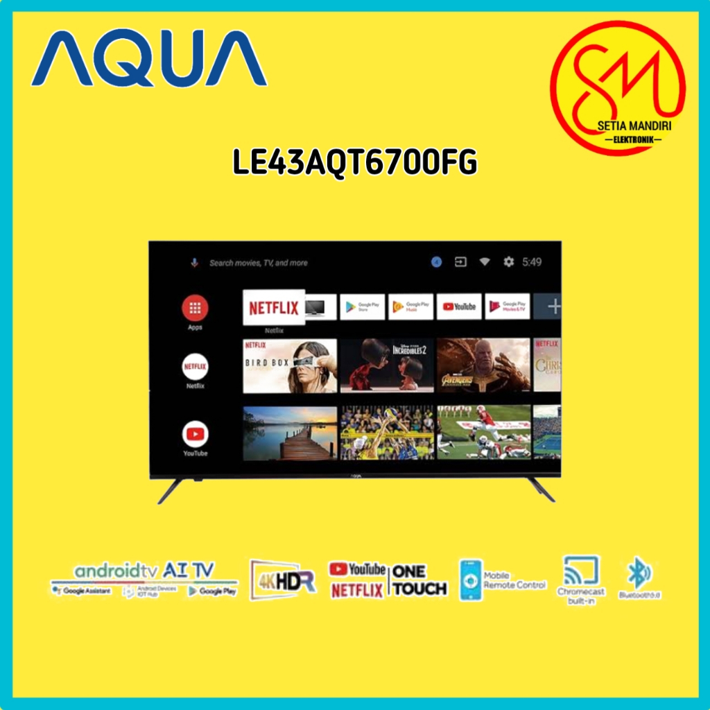 AQUA JAPAN 43AQT6700FG Android SMART TV 43 Inch FHD Chromecast built-in