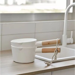 Gayung Putih Gagang Kayu / Gayung Estetik Serbaguna / Gayung aesthetic