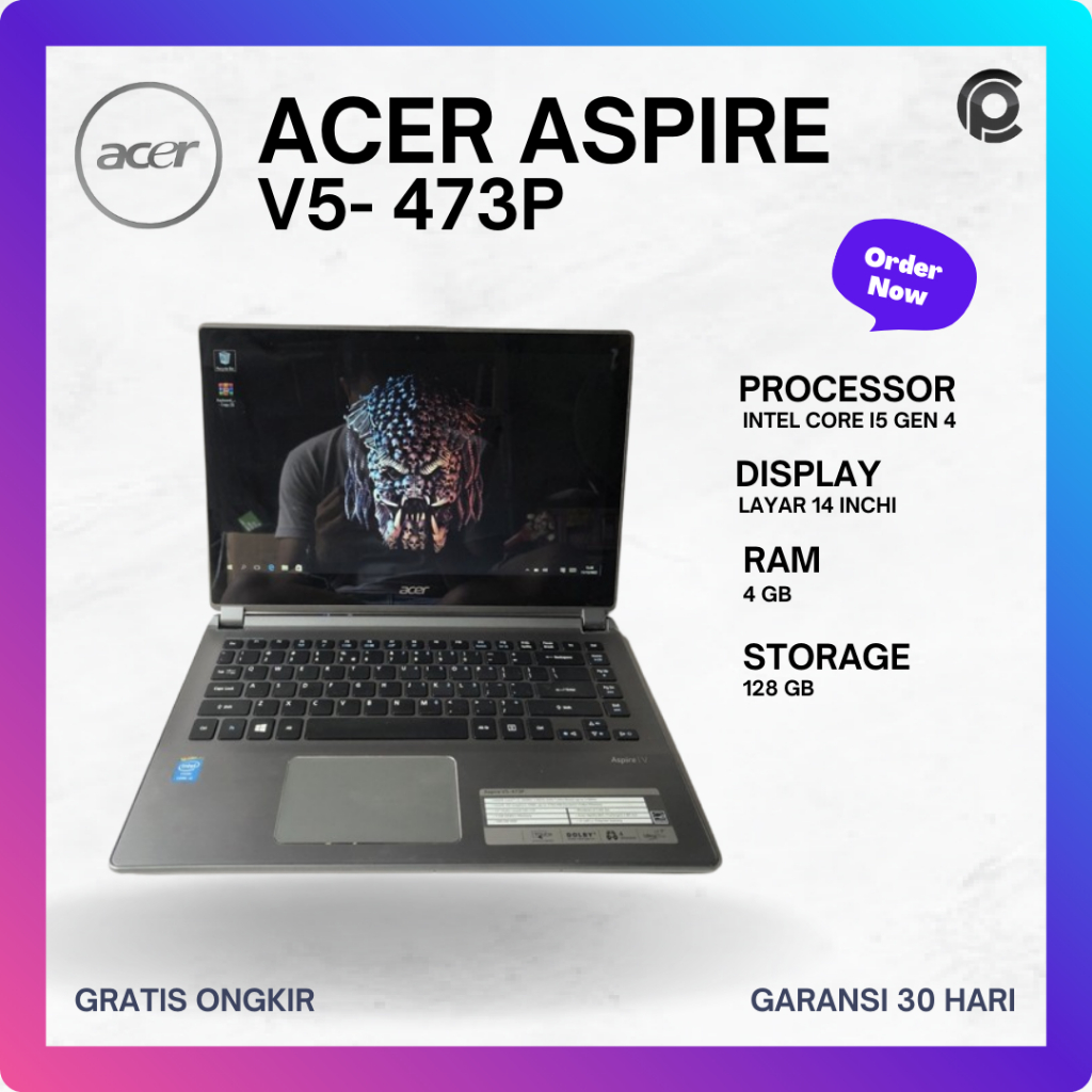 Acer Aspire V5-473P 4/128GB Intel Core I5 gen 4 Touchscreen Seken Bergaransi