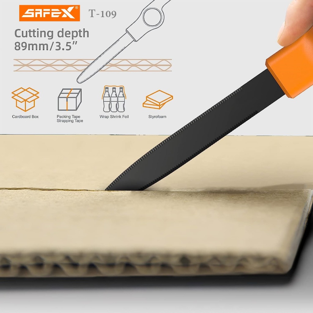 

SAFEX Long Carton Box Cutter Teflon Coated Non Stick T109 Long 89mm Canary