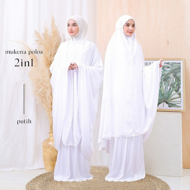 BEST SELLER MUKENA 2 IN 1 KATUN RAYON TWILL PREMIUM TERBARU 2024/MUKENA POLOS PUTIH,HITAM VIRAL KEKI